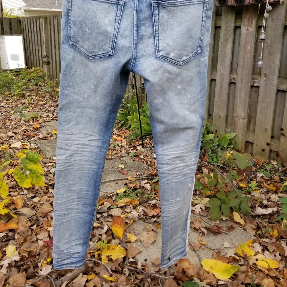 Mnml  Mens Jeans Paint 34 Skinny Pants Destroyed - Picture 7 of 10